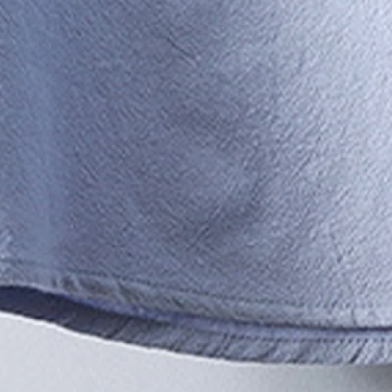 Nimara Ritual Summer Tang Style Mandarin Collar Button-Up Solid Cotton Men's Short Sleeve Shirts
