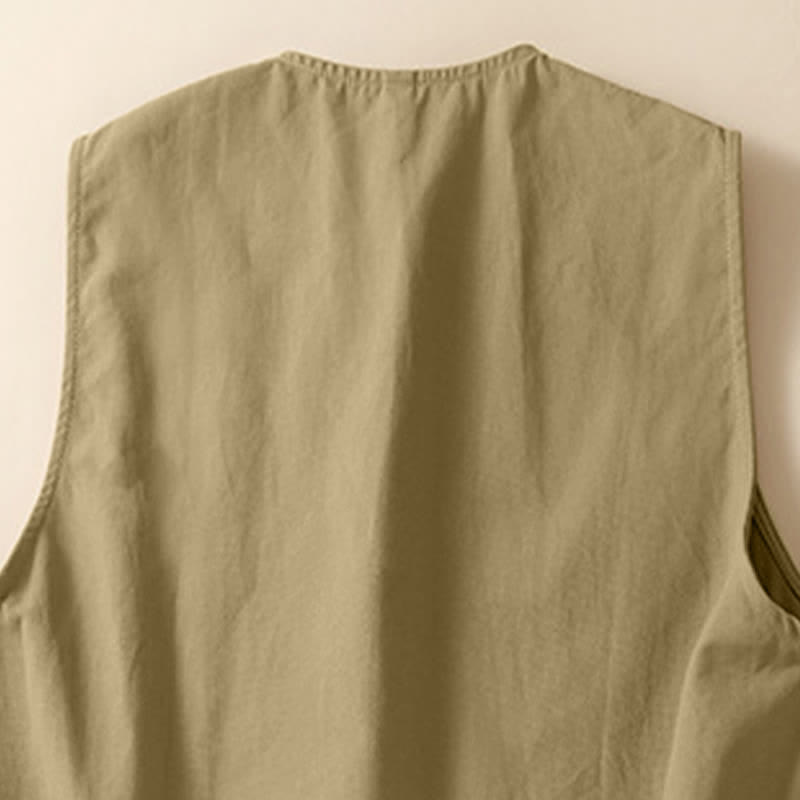 Nimara Ritual Summer Casual Minimalist Button-Up Solid Women's Sleeveless Shirts Tank Top With Pocket