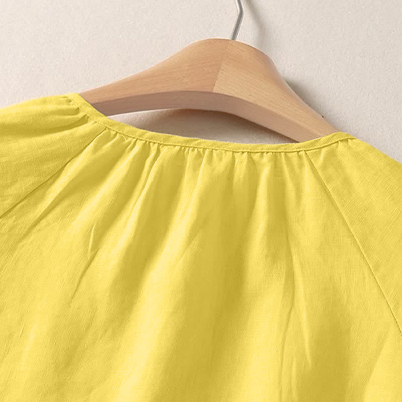 Nimara Ritual Summer Casual Minimalist Solid Crew Neck Women's Short Sleeve Shirts