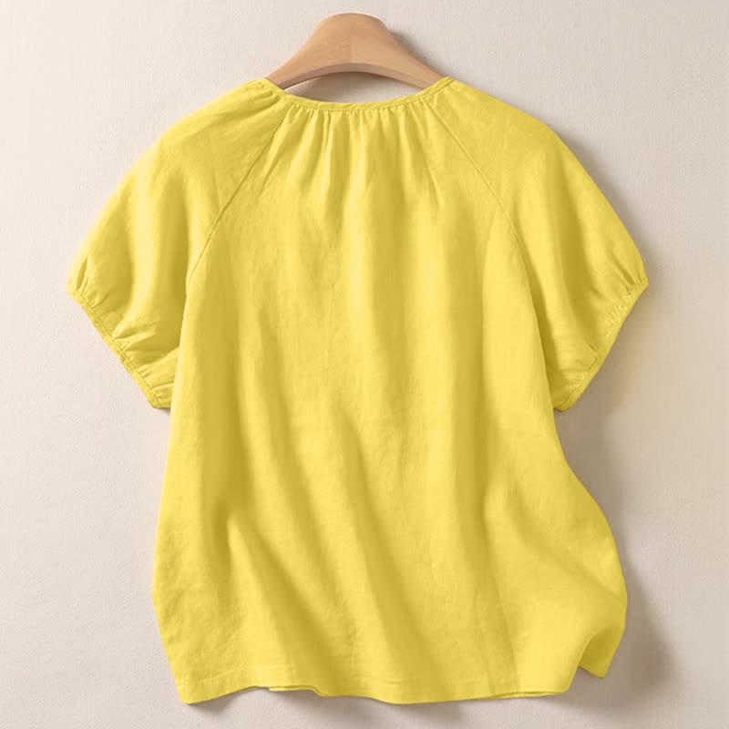 Nimara Ritual Summer Casual Minimalist Solid Crew Neck Women's Short Sleeve Shirts