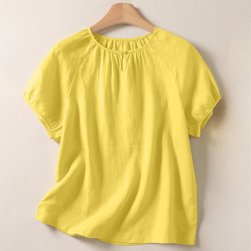 Nimara Ritual Summer Casual Minimalist Solid Crew Neck Women's Short Sleeve Shirts