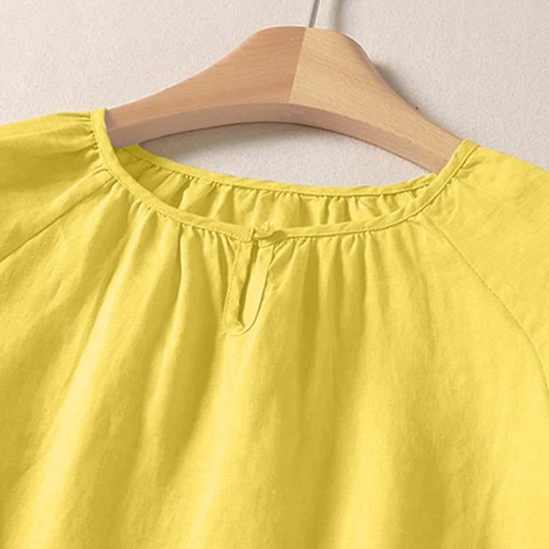 Nimara Ritual Summer Casual Minimalist Solid Crew Neck Women's Short Sleeve Shirts