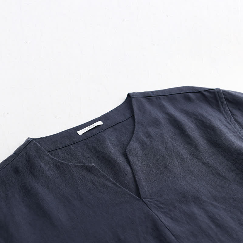 Nimara Ritual Summer Minimalist Solid V-Neck Men's Short Sleeve T-Shirts
