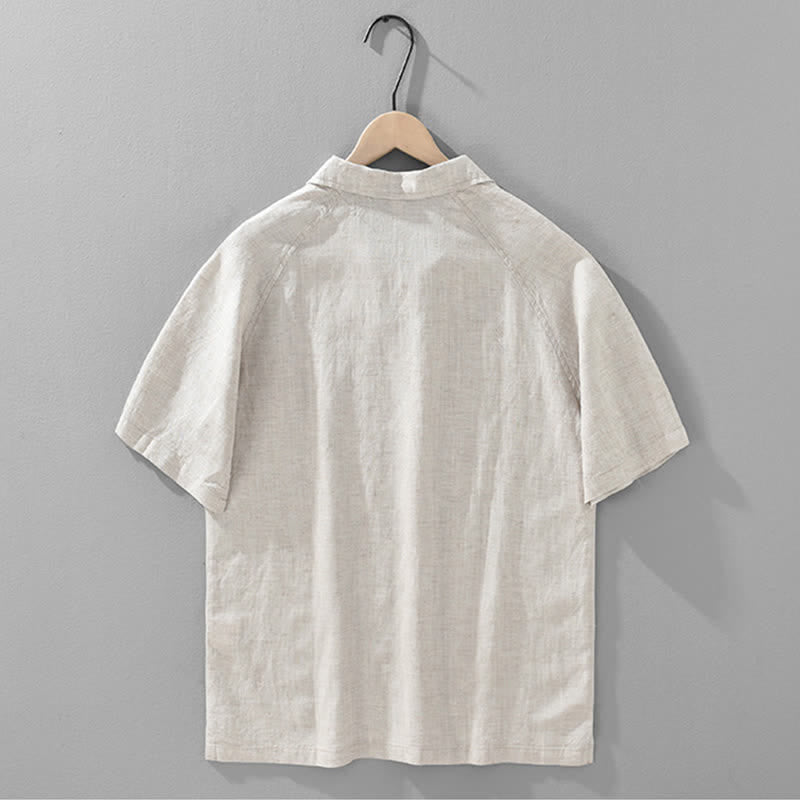 Nimara Ritual Summer Casual Minimalist Side Slit Solid Lapel Collar Men's Short Sleeve Shirts