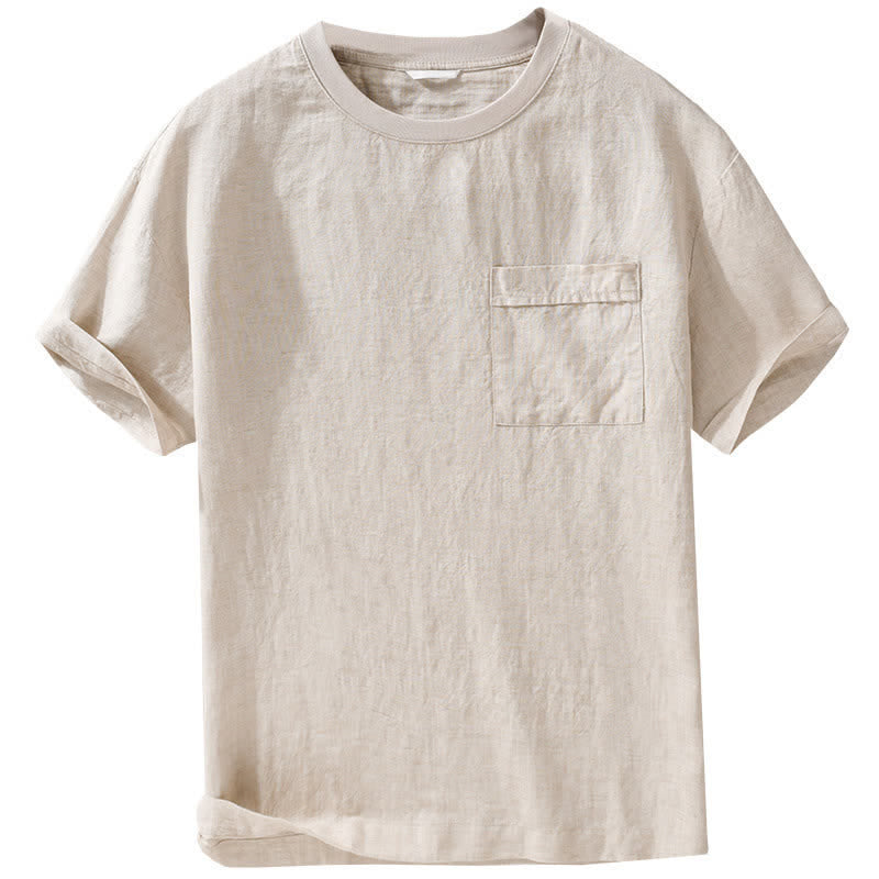 Nimara Ritual Summer Casual Minimalist Solid Men's Short Sleeve T-Shirts With Patch Pocket
