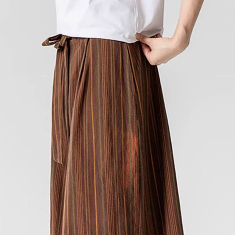 Nimara Ritual Summer Vintage Drawstring Striped Ankle Pants Men's Wide Leg Pants With Pocket