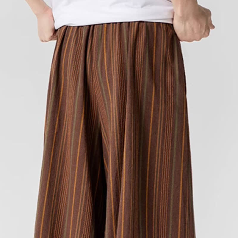 Nimara Ritual Summer Vintage Drawstring Striped Ankle Pants Men's Wide Leg Pants With Pocket
