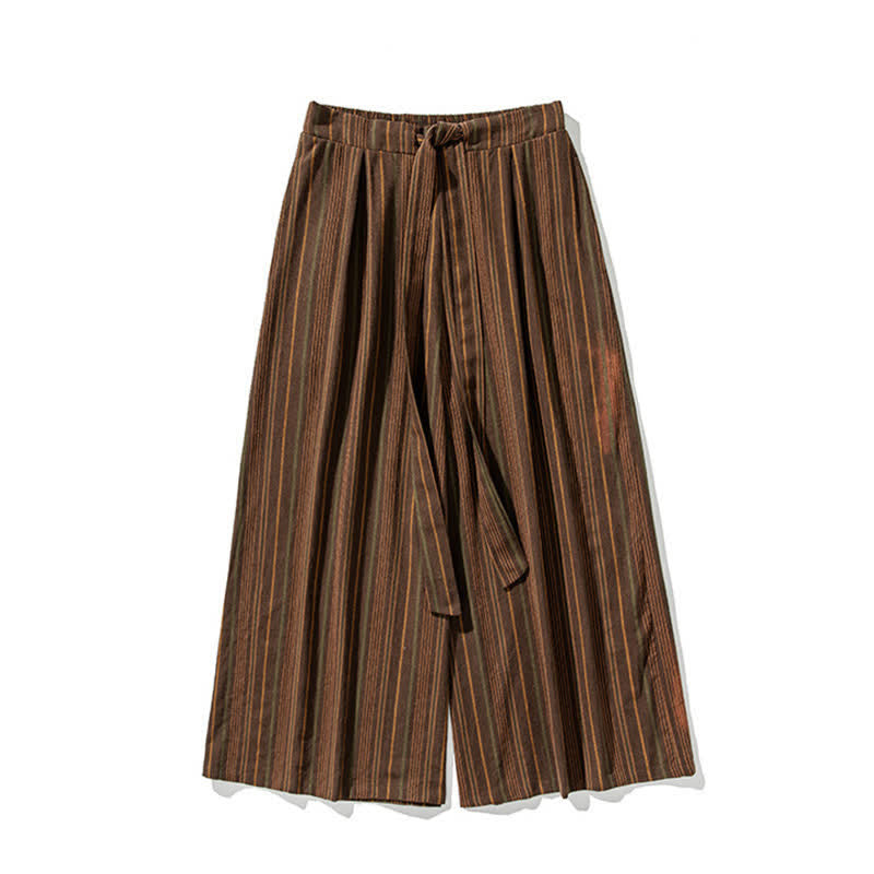 Nimara Ritual Summer Vintage Drawstring Striped Ankle Pants Men's Wide Leg Pants With Pocket