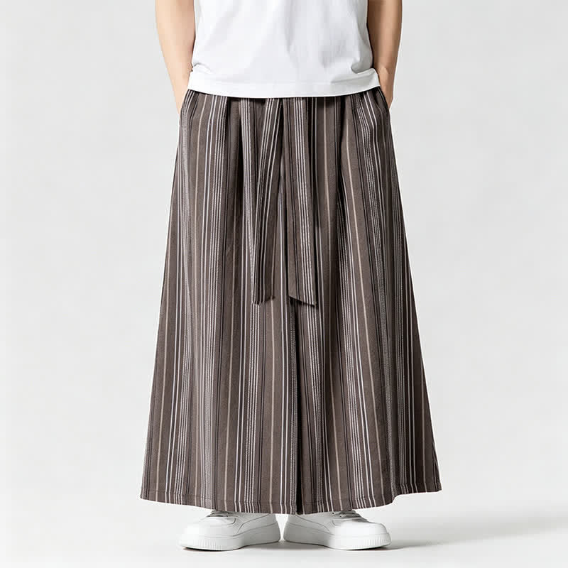 Nimara Ritual Summer Vintage Drawstring Striped Ankle Pants Men's Wide Leg Pants With Pocket