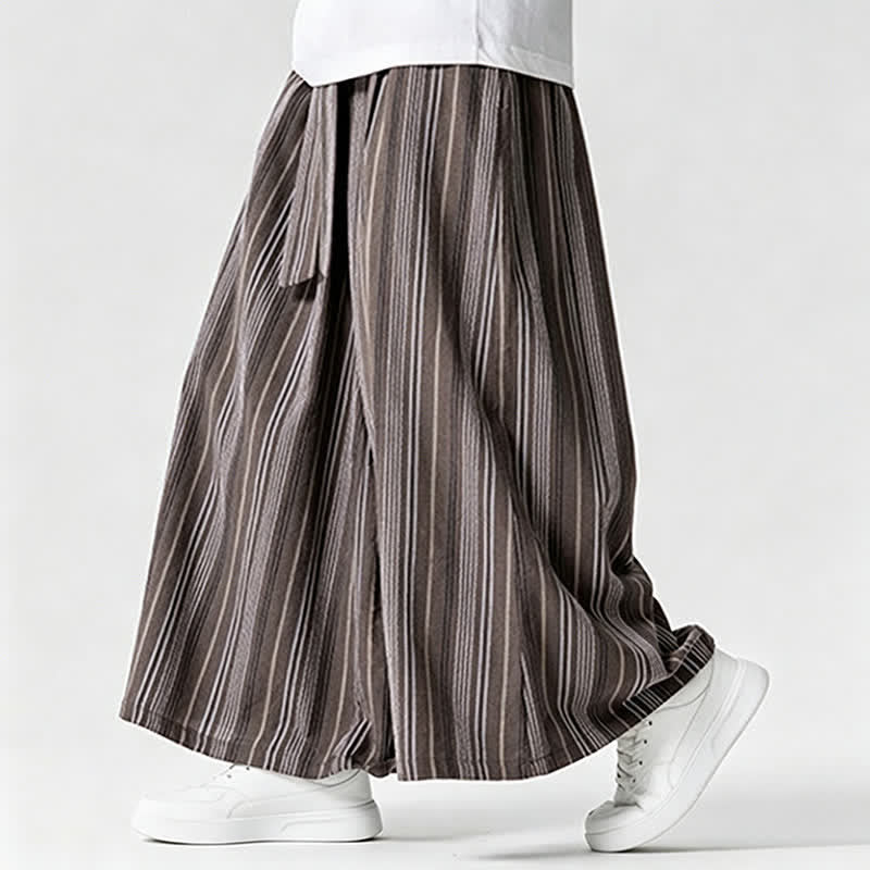 Nimara Ritual Summer Vintage Drawstring Striped Ankle Pants Men's Wide Leg Pants With Pocket