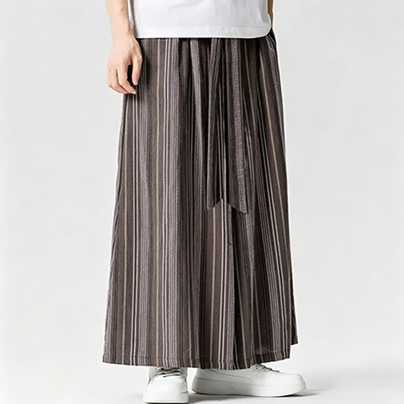 Nimara Ritual Summer Vintage Drawstring Striped Ankle Pants Men's Wide Leg Pants With Pocket