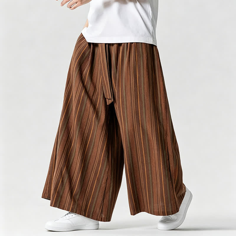 Nimara Ritual Summer Vintage Drawstring Striped Ankle Pants Men's Wide Leg Pants With Pocket
