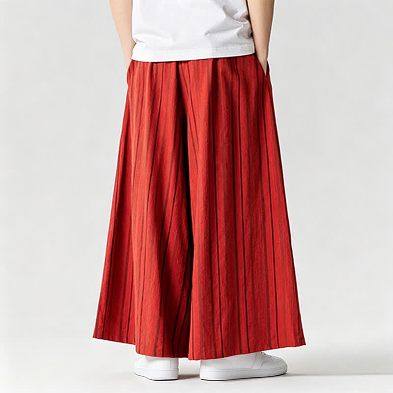 Nimara Ritual Summer Vintage Drawstring Striped Ankle Pants Men's Wide Leg Pants With Pocket