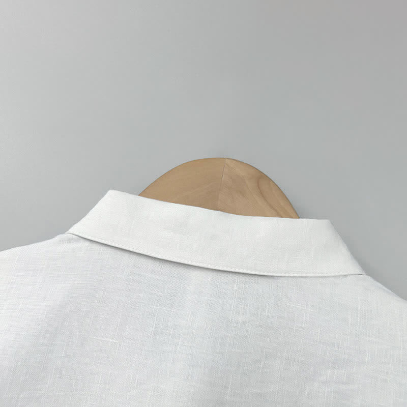 Nimara Ritual Summer Casual Side Slit Solid Linen Men's Short Sleeve Shirts