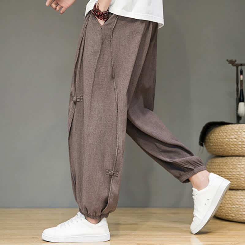 Nimara Ritual Summer Casual Minimalist Drawstring Solid Cropped Pants Men's Harem Pants With Pocket