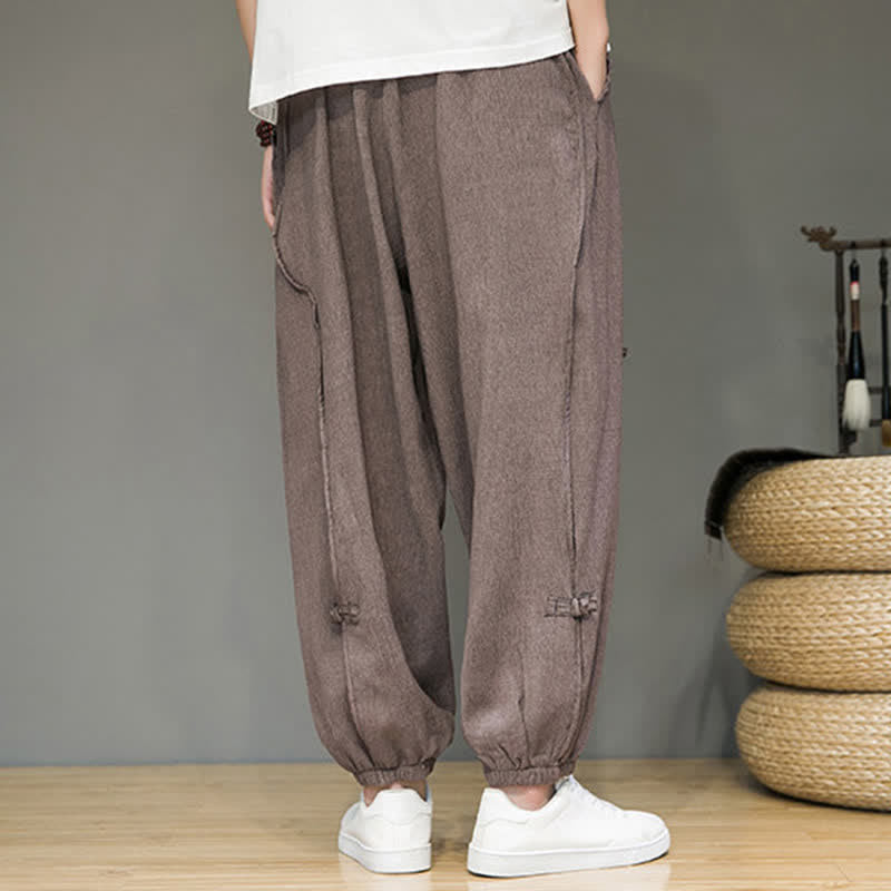Nimara Ritual Summer Casual Minimalist Drawstring Solid Cropped Pants Men's Harem Pants With Pocket