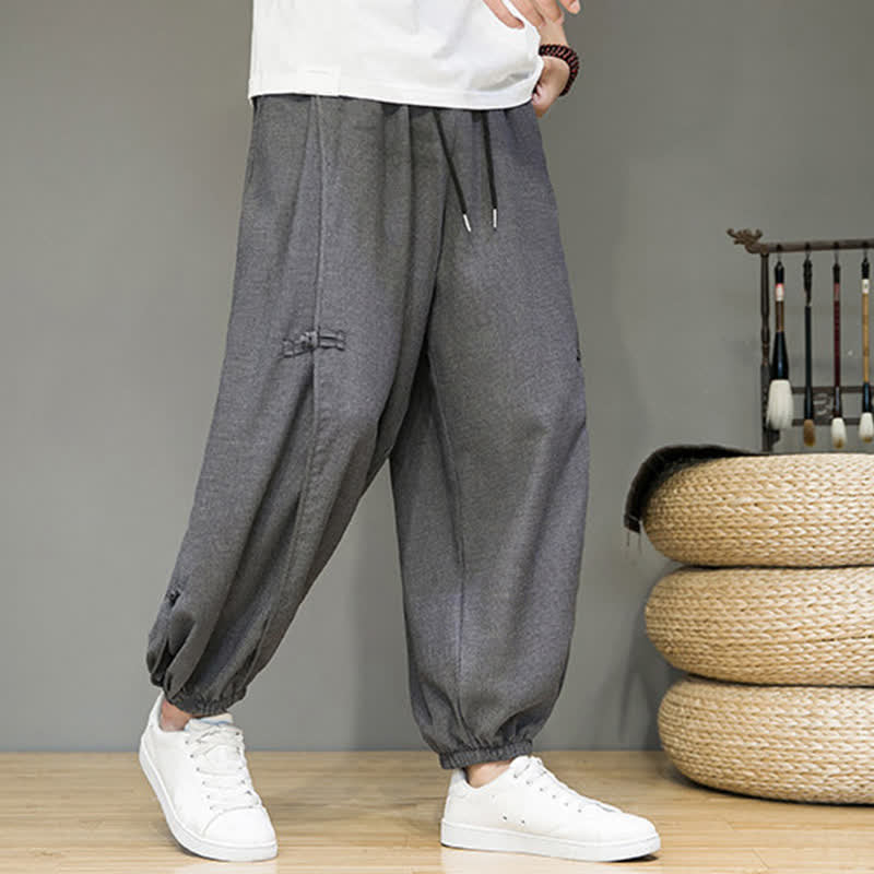 Nimara Ritual Summer Casual Minimalist Drawstring Solid Cropped Pants Men's Harem Pants With Pocket