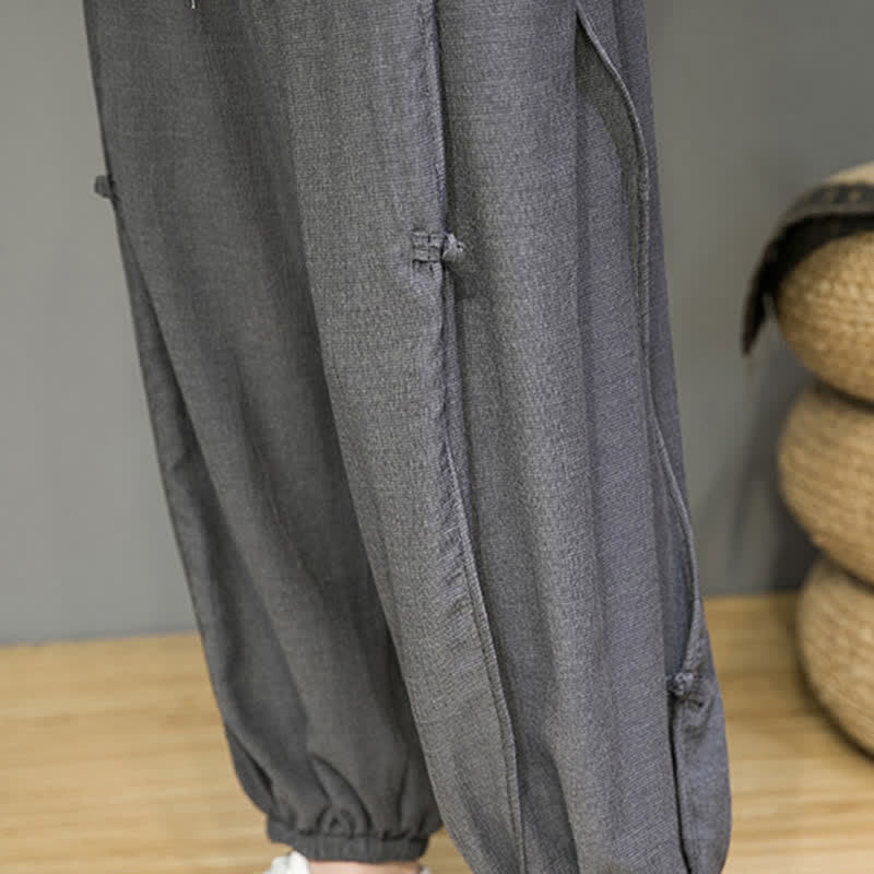 Nimara Ritual Summer Casual Minimalist Drawstring Solid Cropped Pants Men's Harem Pants With Pocket