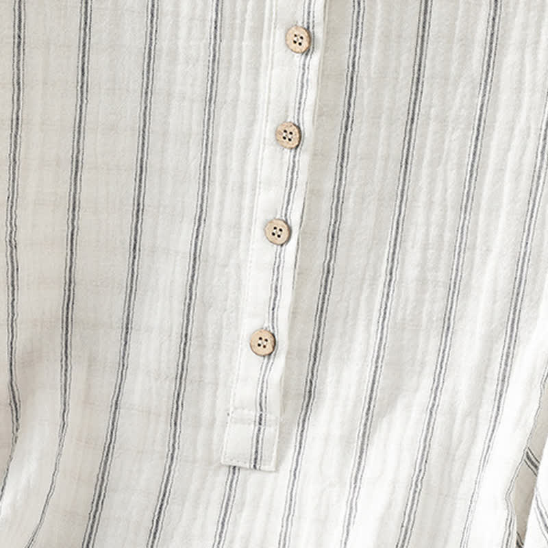 Nimara Ritual Summer Casual Minimalist Button-Up Striped Women's Short Sleeve Shirts