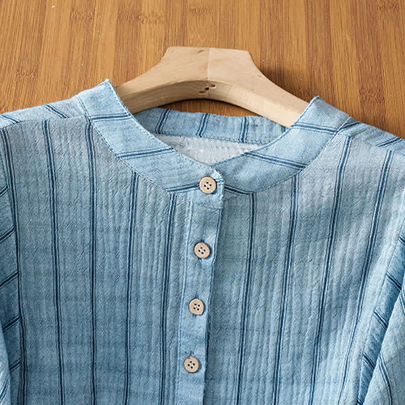Nimara Ritual Summer Casual Minimalist Button-Up Striped Women's Short Sleeve Shirts
