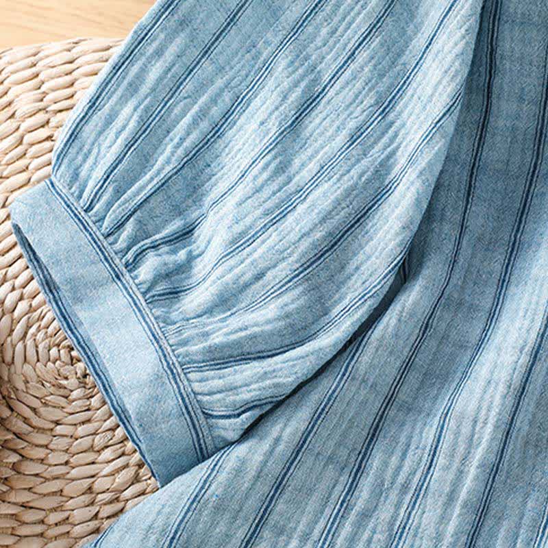 Nimara Ritual Summer Casual Minimalist Button-Up Striped Women's Short Sleeve Shirts
