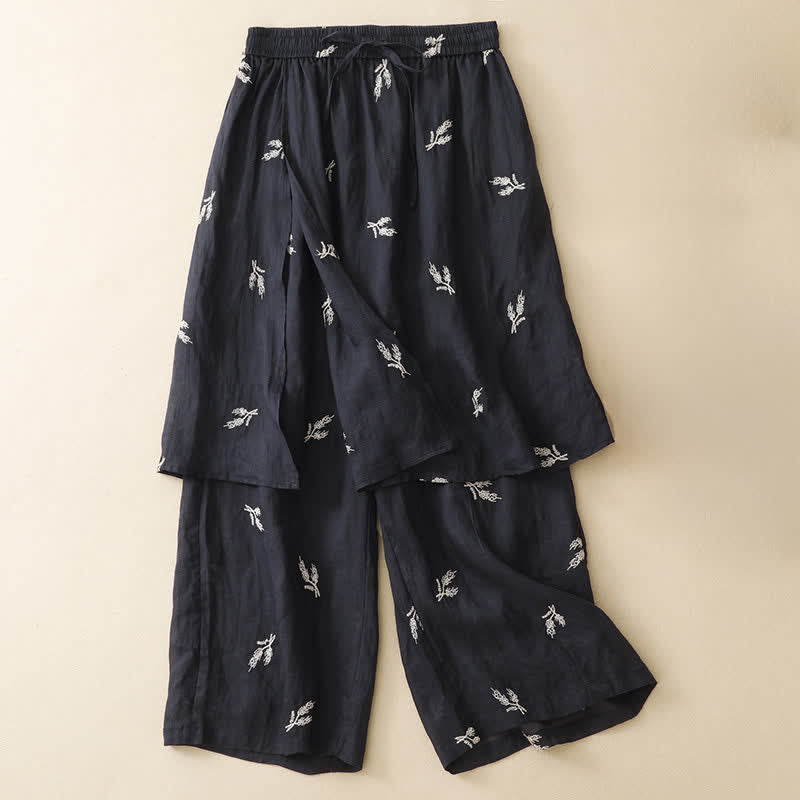 Nimara Ritual Summer Boho Casual Floral Drawstring Cropped Pants Women's Wide Leg Pants