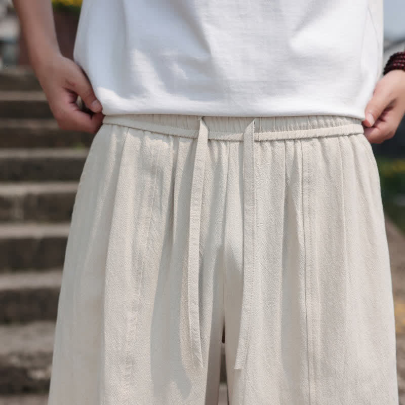 Nimara Ritual Summer Casual Minimalist Drawstring Solid Cotton Long Pants Men's Harem Pants With Pocket
