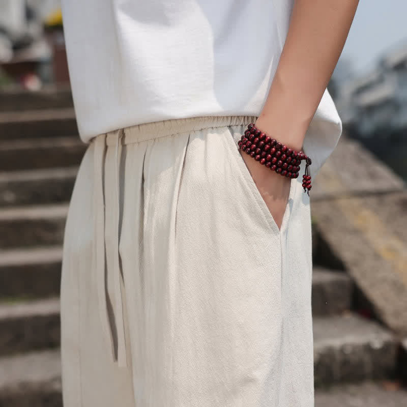 Nimara Ritual Summer Casual Minimalist Drawstring Solid Cotton Long Pants Men's Harem Pants With Pocket