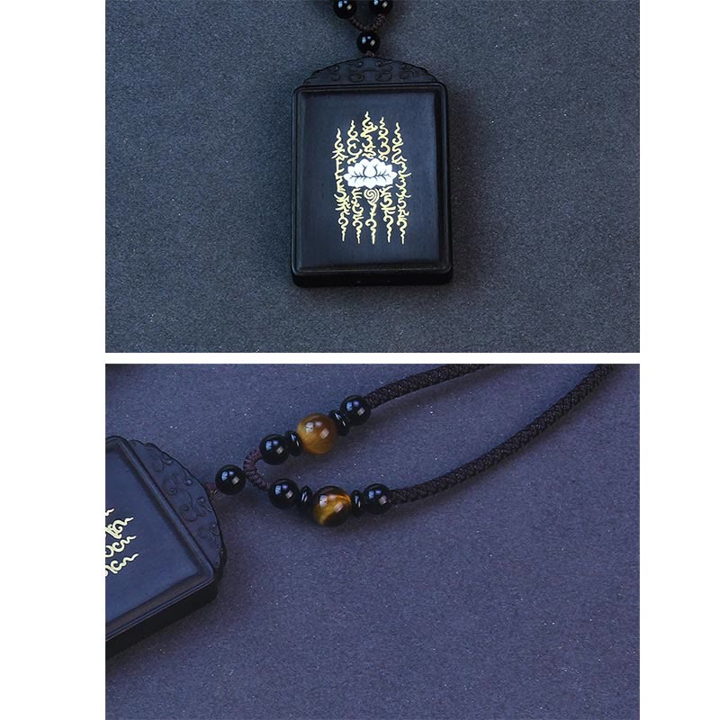 Nimara Ritual 999 Sterling Silver Ebony Wood Lotus Inlaid Calm Necklace Pendant