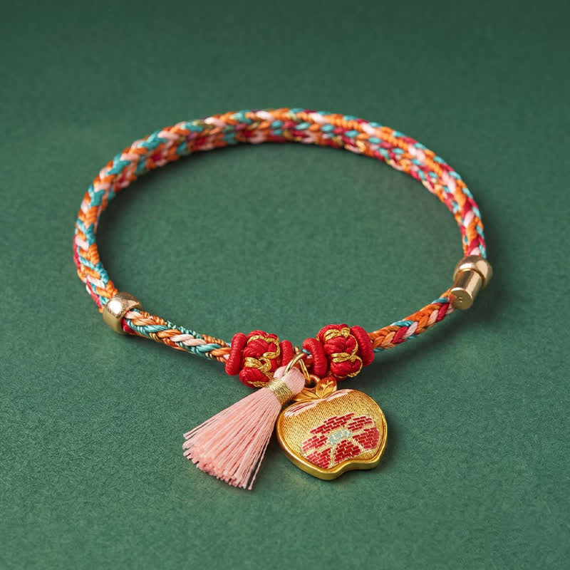 Nimara Ritual Handwoven Five Color Apple Money Bag Gourd Chinese Lock Charm Protection Bracelet