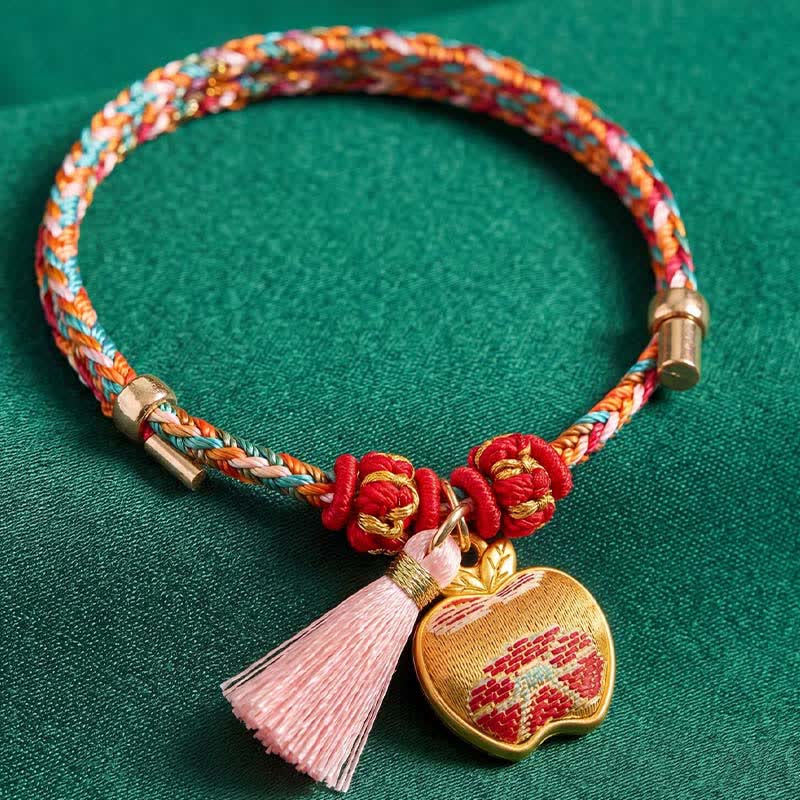 Nimara Ritual Handwoven Five Color Apple Money Bag Gourd Chinese Lock Charm Protection Bracelet