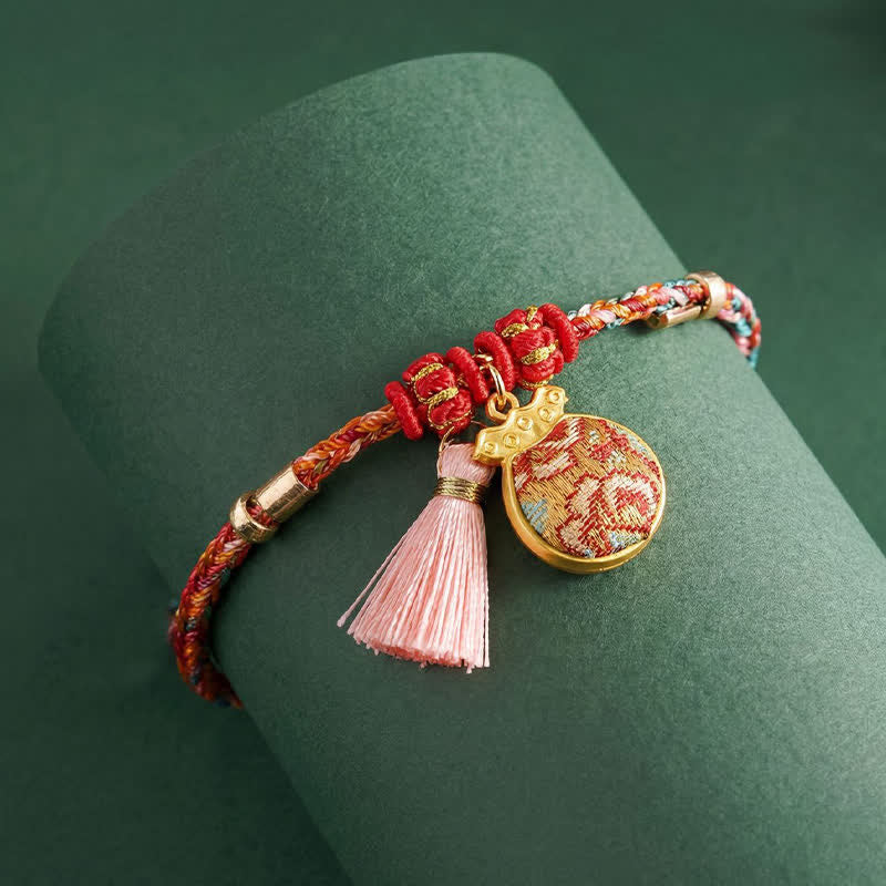 Nimara Ritual Handwoven Five Color Apple Money Bag Gourd Chinese Lock Charm Protection Bracelet