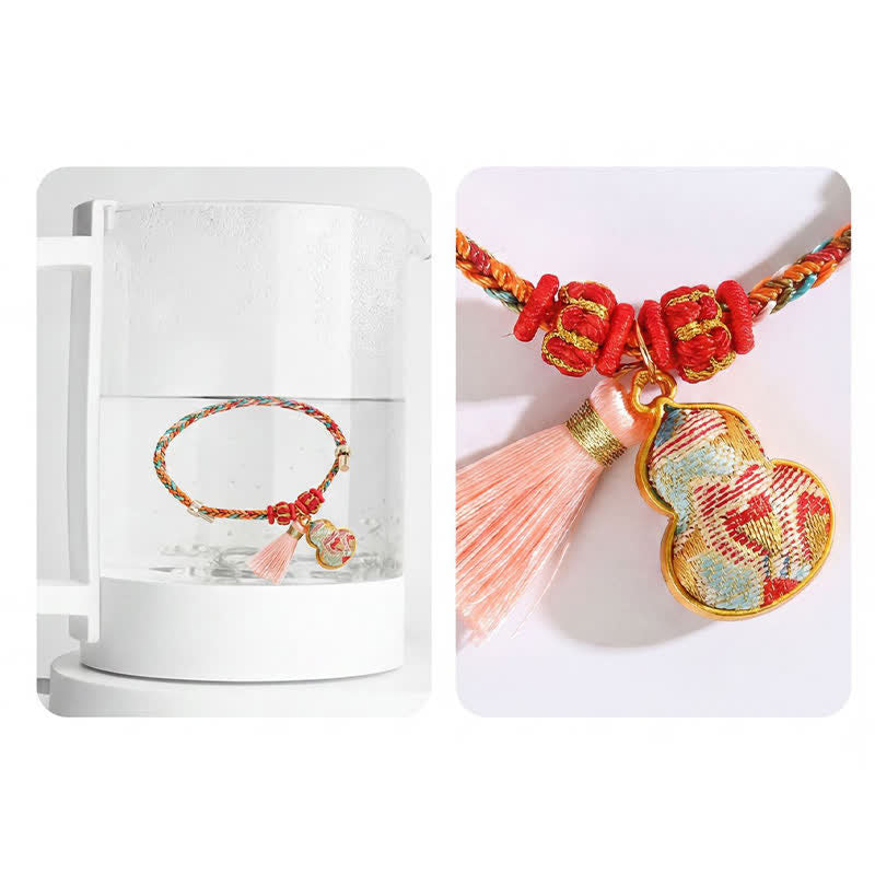Nimara Ritual Handwoven Five Color Apple Money Bag Gourd Chinese Lock Charm Protection Bracelet