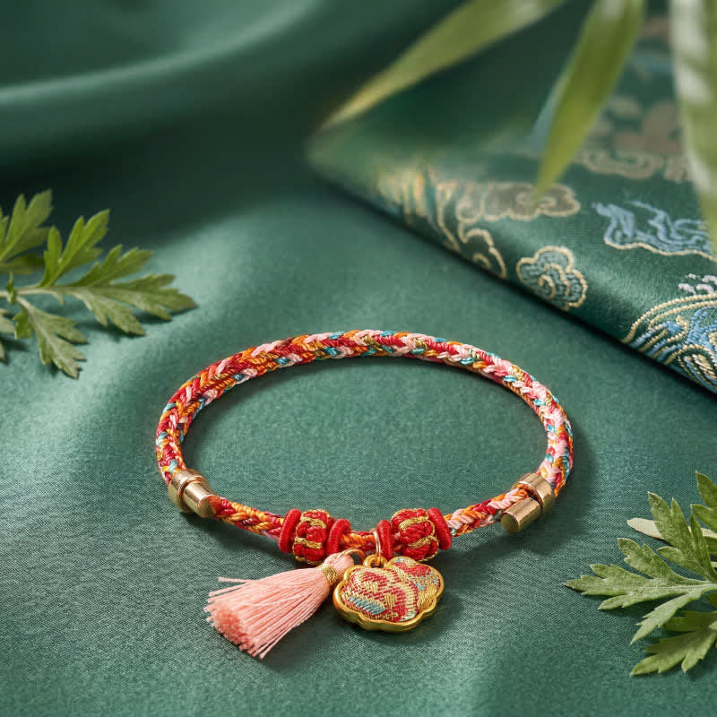 Nimara Ritual Handwoven Five Color Apple Money Bag Gourd Chinese Lock Charm Protection Bracelet