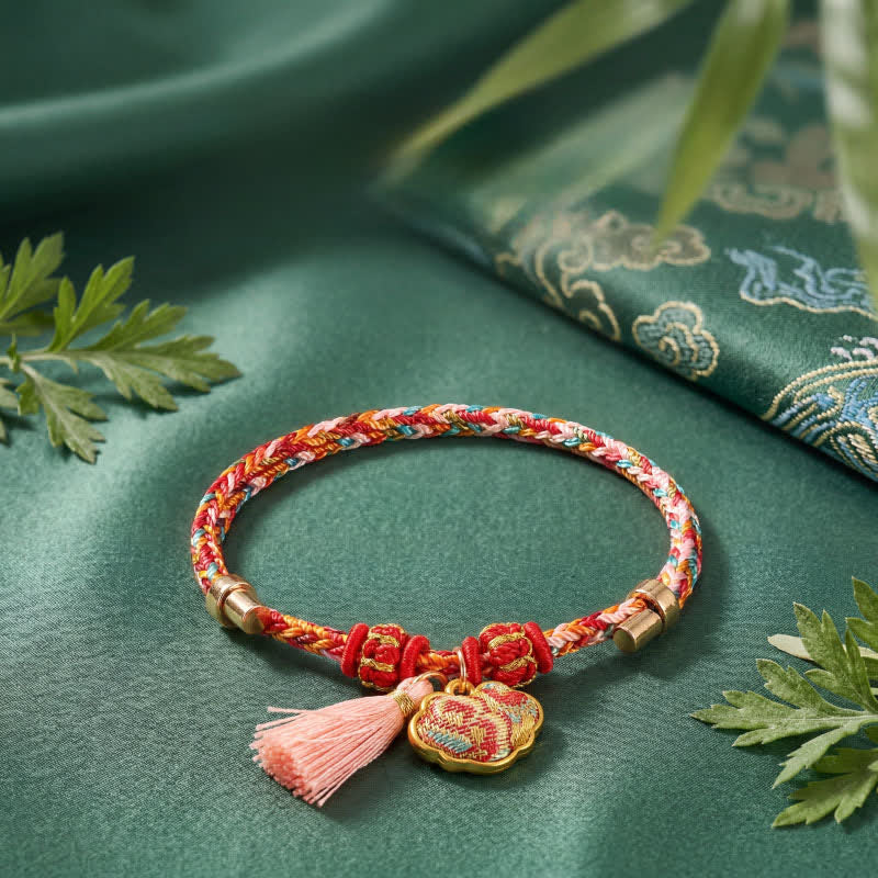 Nimara Ritual Handwoven Five Color Apple Money Bag Gourd Chinese Lock Charm Protection Bracelet