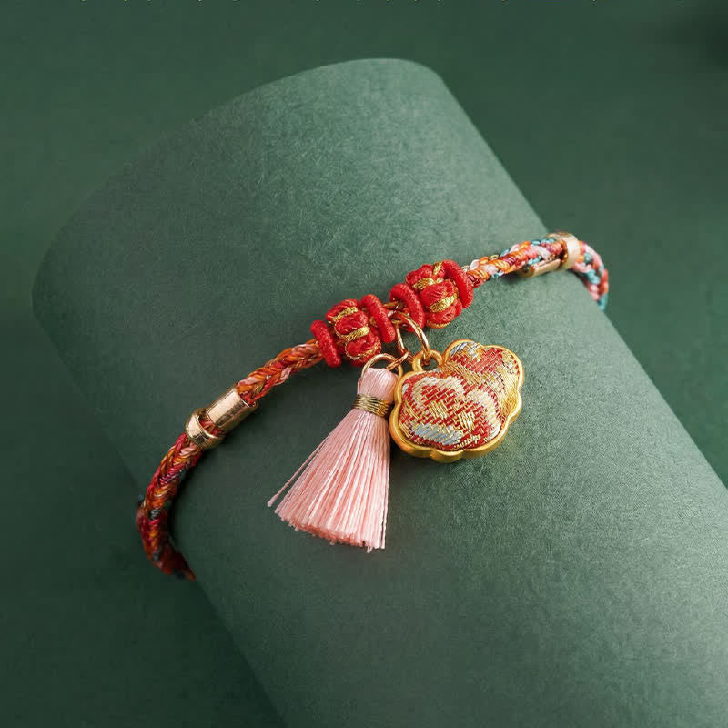Nimara Ritual Handwoven Five Color Apple Money Bag Gourd Chinese Lock Charm Protection Bracelet