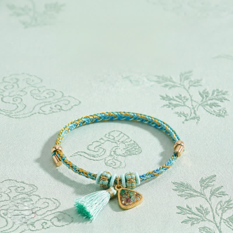 Nimara Ritual Hand-Woven Five-Color Cord Luck Green Song Brocade Zongzi Apple Money Bag Chinese Lock Charm Gourd Bracelet