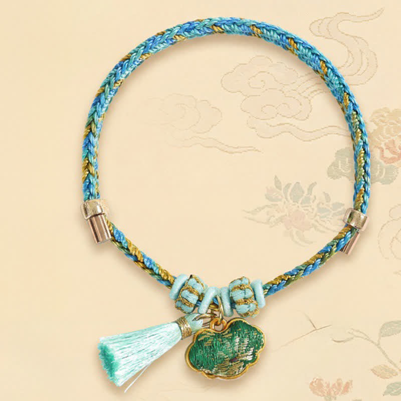 Nimara Ritual Hand-Woven Five-Color Cord Luck Green Song Brocade Zongzi Apple Money Bag Chinese Lock Charm Gourd Bracelet