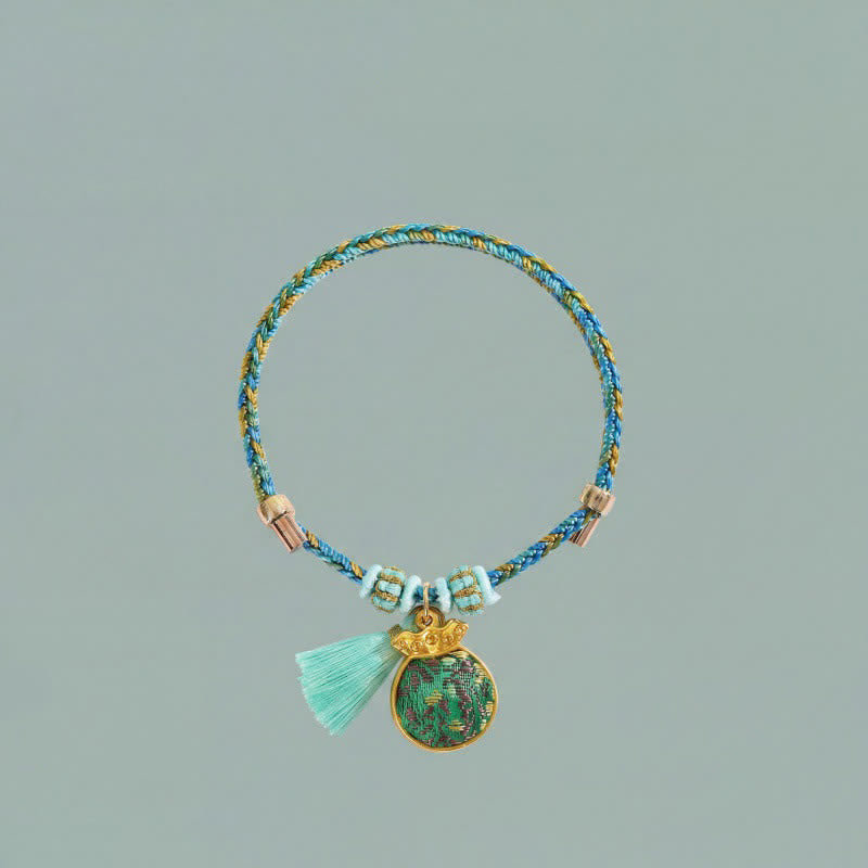 Nimara Ritual Hand-Woven Five-Color Cord Luck Green Song Brocade Zongzi Apple Money Bag Chinese Lock Charm Gourd Bracelet