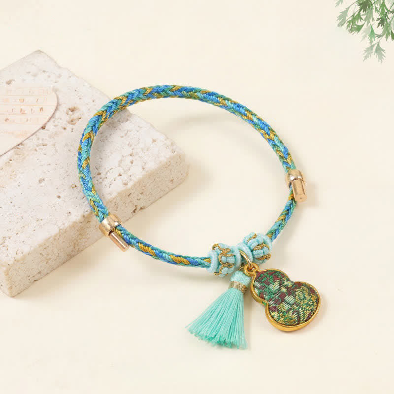 Nimara Ritual Hand-Woven Five-Color Cord Luck Green Song Brocade Zongzi Apple Money Bag Chinese Lock Charm Gourd Bracelet