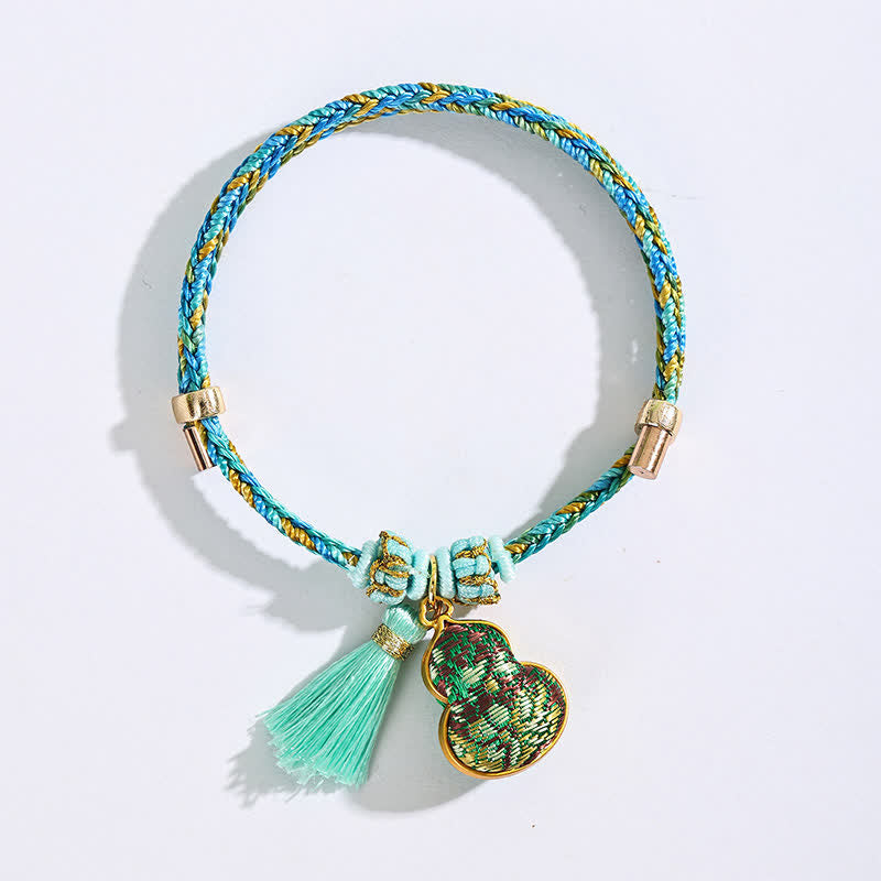 Nimara Ritual Hand-Woven Five-Color Cord Luck Green Song Brocade Zongzi Apple Money Bag Chinese Lock Charm Gourd Bracelet