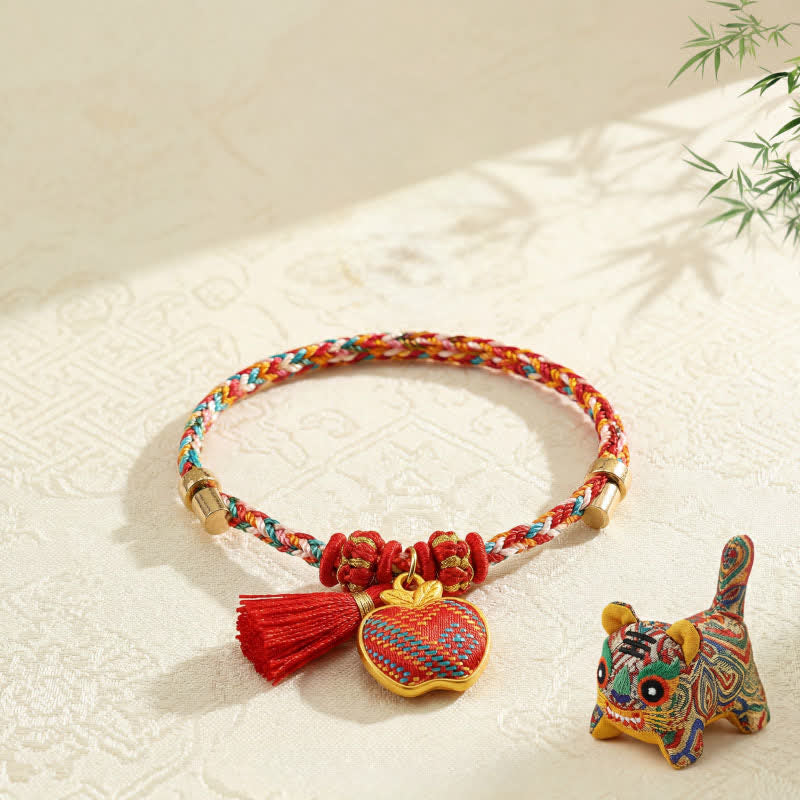 Nimara Ritual Handmade Five-Color Cord Luck Red Song Brocade Chinese Lock Charm Apple Money Bag Gourd Zongzi Braided Bracelet