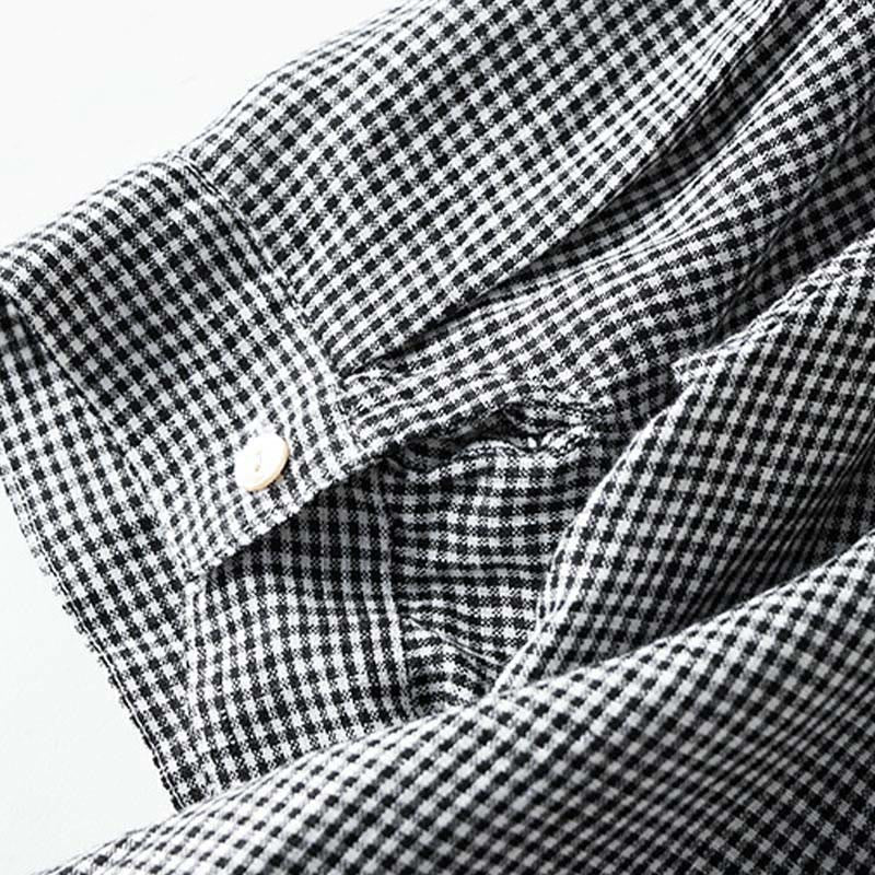 Nimara Ritual Summer Casual Vintage Button-Up Plaid Women's Short Sleeve Dresses