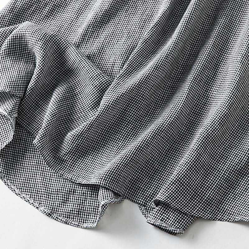 Nimara Ritual Summer Casual Vintage Button-Up Plaid Women's Short Sleeve Dresses