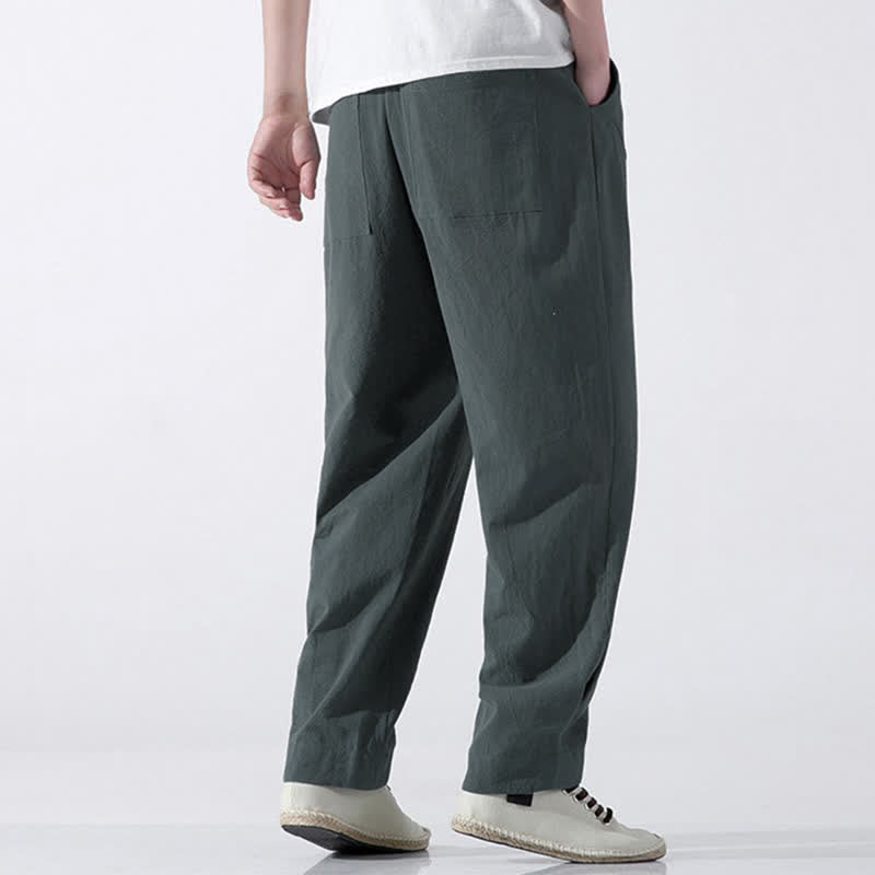 Nimara Ritual Summer Casual Minimalist Drawstring Solid Cotton Cropped Pants Men's Harem Pants With Pocket