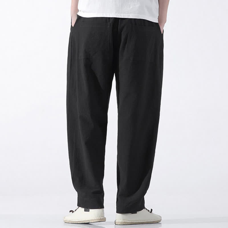 Nimara Ritual Summer Casual Minimalist Drawstring Solid Cotton Cropped Pants Men's Harem Pants With Pocket