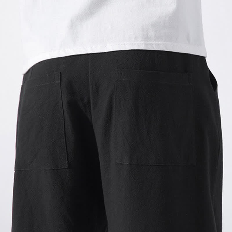 Nimara Ritual Summer Casual Minimalist Drawstring Solid Cotton Cropped Pants Men's Harem Pants With Pocket