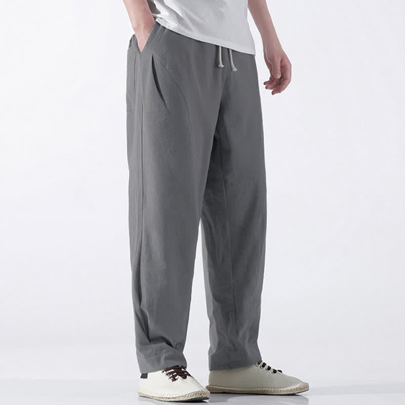 Nimara Ritual Summer Casual Minimalist Drawstring Solid Cotton Cropped Pants Men's Harem Pants With Pocket