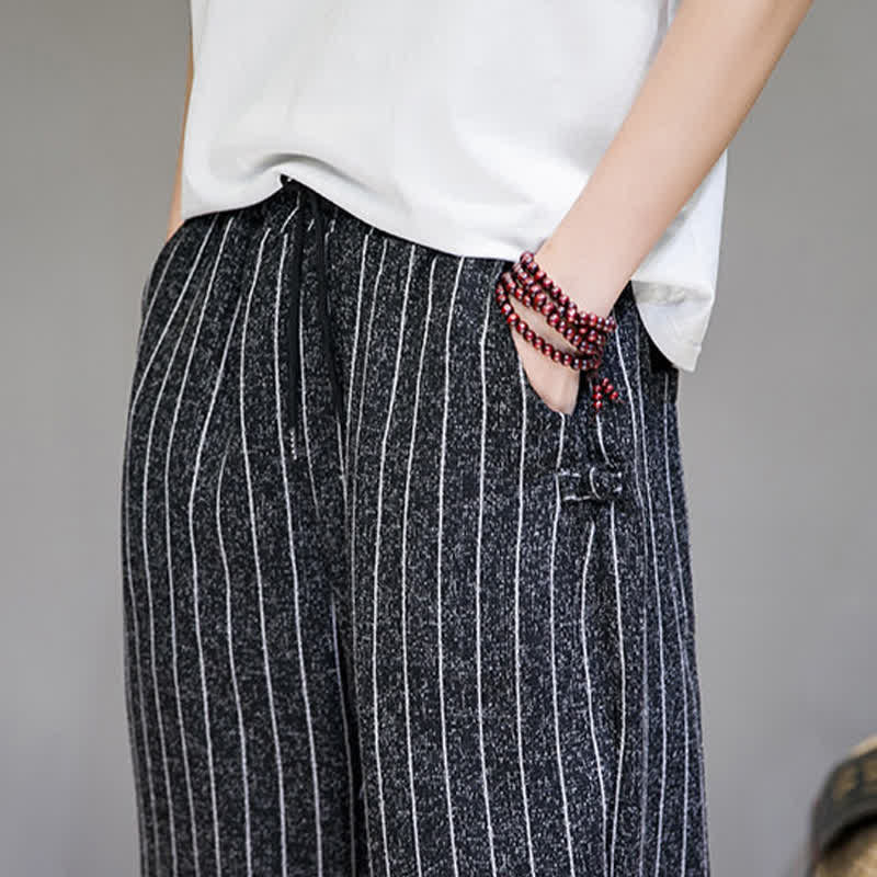 Nimara Ritual Summer Casual Drawstring Striped Cropped Pants Men's Harem Pants With Pockets