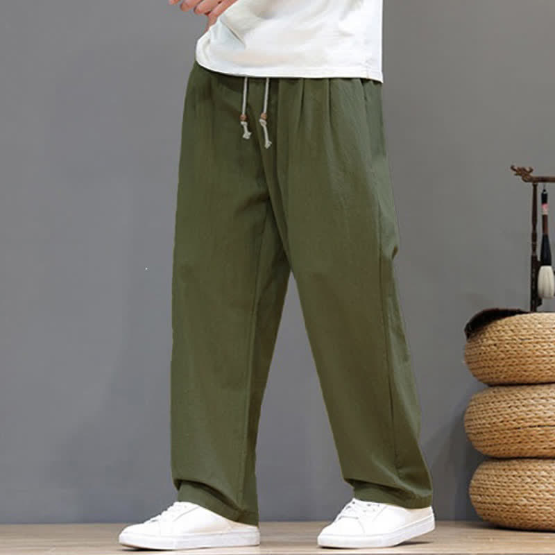 Nimara Ritual Summer Casual Vintage Drawstring Solid Cotton Ankle Pants Men's Harem Pants With Pocket